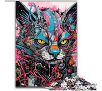 Puzzles pour Adultes, 1000 pièces Techno Cat en Carton, activité familiale, décoration d'intérieur, Cadeau de Vacances 1000 pièces(26x38cm)