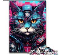 Puzzles pour Adultes 1000 pièces Techno Cat Puzzle pour s'amuser en Famille Parfait pour Les Vacances, Les soirées de Jeux interactives (Taille : 26x38cm)