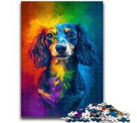 Puzzles pour Adultes 1000 pièces Teckel Aquarelle Jeu de réflexion Jeu éducatif pour Anniversaire, Noël pour Les 14 Ans 26x38cm