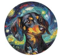 Puzzles pour Adultes, 1000 pièces Teckel Ciel Nocturne 1000 pièces Puzzle Rond Cadeaux Amusants à la Maison Activités, Cadeau d'anniversaire, Cadeaux de Voyage 1000 pièces (67,5x67,5cm)