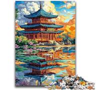 Puzzles pour Adultes 1000 pièces Temple Chinois Antique, Jeux d'activités familiales stimulants, Jouets à Faire soi-même pour décoration Murale de la Maison (50x75cm)