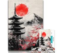 Puzzles pour Adultes 1000 pièces Temple Japonais Fleurs de Cerisier, Jouets éducatifs et éducatifs pour la Famille, adaptés à la décoration de Bureau 38x26cm