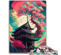 Puzzles pour Adultes 1000 pièces Temple Japonais Jeu Stimulant et Jeu Familial Cadeaux du Père Noël Secret 38x26cm
