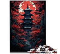 Puzzles pour Adultes 1000 pièces Temple Rouge ténèbres de la Lune Jeu de Quiz 26x38cm Collection d'artistes Beaux-Arts pour Adolescents 14 Ans et Plus
