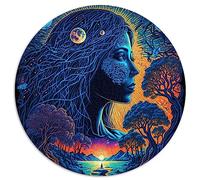 Puzzles pour Adultes 1000 pièces Terre mère Blacklight Puzzles Ronds Convient aux Enfants de 12 Ans et Plus Puzzles en Carton Apprentissage Jouets éducatifs Jeux familiaux Taille : 67,5 x 67,5