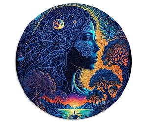 Puzzles pour Adultes 1000 pièces Terre mère Blacklight Puzzles Ronds Convient aux Enfants de 12 Ans et Plus Puzzles en Carton Apprentissage Jouets éducatifs Jeux familiaux Taille : 67,5 x 67,5