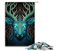 Puzzles pour Adultes 1000 pièces Tête de cerf Art Fantastique Décoration d'intérieur Puzzle Jouets Offrez des Cadeaux pour Toute la Famille (75 x 50 cm)