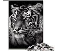 Puzzles pour Adultes 1000 pièces, tête de Tigre Noir et Blanc, Jeu Familial, décoration d'intérieur Unique et Cadeaux pour Les 14 Ans (Taille 26x38cm)