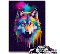 Puzzles pour Adultes 1000 pièces Têtes de Loup colorées Jeux éducatifs Jeu éducatif pour Anniversaire, Noël pour et 14 Ans 26x38cm