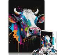 Puzzles pour Adultes 1000 pièces Têtes de Vache colorées 1000 pièces pour Adultes, Jouets éducatifs Anti-Stress, Cadeaux pour Amis et Famille (Taille 75x50cm)