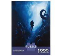 Puzzles pour Adultes 1000 Pièces Thalassophobia Underwater Diver and Tentacles Painting Puzzle pour Adultes - Jeu Anti-Stress - Améliore La Mémoire - Difficile Et Stimulant 52x38cm/1000pcs