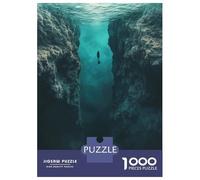 Puzzles pour Adultes 1000 Pièces Thalassophobia Underwater Diver Between Cliffs Puzzle pour Adultes - Jeu Anti-Stress - Améliore La Mémoire - Difficile Et Stimulant 52x38cm/1000pcs