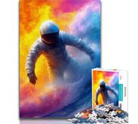 Puzzles pour Adultes, 1000 pièces, thème Astronaute et Surf Spatial, Jeu éducatif, décoration Murale, Cadeaux Uniques pour Anniversaire et Noël, 50x75cm