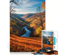 Puzzles pour Adultes 1000 pièces Thème Automne Vallée de la rivière Découpe précise Jeu de Concentration Amusant et Relaxant Décoration Murale de Noël (50x75cm)