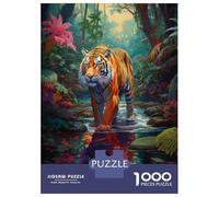 Puzzles pour Adultes 1000 Pièces Tiger in Amazon Rainforest Puzzles pour Adultes Jeux De Famille Cadeau d'anniversaire Stimule Le Cerveau 38x26cm/1000pcs