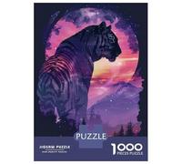 Puzzles pour Adultes 1000 Pièces Tiger Silhouette Galaxy Puzzle Casse-tête Jeu Anti-Stress Cadeau Unique d'anniversaire Et De Noël 52x38cm/1000pcs