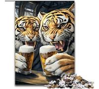 Puzzles pour Adultes 1000 pièces Tigre Buvant de la bière, Jouet éléphant, Jeu intellectuel, Cadeau d'anniversaire, décoration Murale pour Les 14 Ans et Plus (Taille 26x38cm)