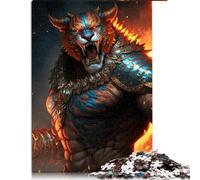 Puzzles pour Adultes 1000 pièces Tigre de feu Guerriers barbares Puzzle en Bois Excellent Cadeau pour Adultes 50x75 cm