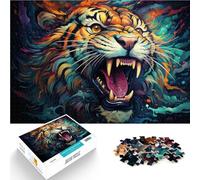 Puzzles pour Adultes 1000 pièces Tigre en colère Jouets éducatifs 26x38cm Soulagement du Stress Staycation Tuer Le Temps pour Adolescent Âge 14+