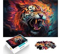 Puzzles pour Adultes 1000 pièces Tigre en colère Puzzle d'activités familiales 26x38cm Soulagement du Stress Staycation Tuez Le Temps pour Les 14 Ans et Plus