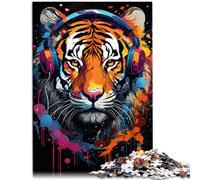 Puzzles pour Adultes 1000 pièces Tigre féroce et coloré Difficile Puzzle Dur 26x38cm Anniversaire Unique et Cadeaux pour Adolescent Âge 14 Ans et Plus
