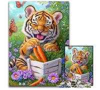 Puzzles pour Adultes 1000 pièces Tigre Puzzles en Carton Design Complexe pour Adolescents, décoration DIY et Divertissement Stimulant pour Le Cerveau 26x38cm