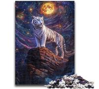 Puzzles pour Adultes 1000 pièces Tigre sous Le Ciel Nocturne Puzzles pour Adolescents, Jouet éducatif, Jeux familiaux Amusants, décoration d'intérieur Unique (75x50cm)