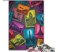 Puzzles pour Adultes 1000 pièces Timbres de Paris, Jeu Familial Anti-Stress, défi Difficile, renforce l'amour Entre Couples (Taille 50x75cm)