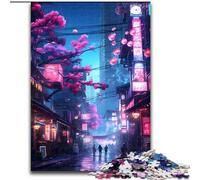 Puzzles pour Adultes 1000 pièces Titre Rue Sakura Néon, pour Jeu éducatif, Jouet de défi, améliore la mémoire pour Les 14 Ans (Taille 26x38cm)