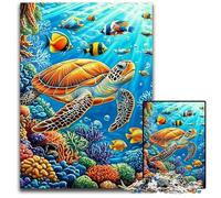 Puzzles pour Adultes 1000 pièces Tortue de mer Puzzles en Bois Jeu Jouets, Décoration intérieure Unique et Cadeaux pour Les 14 Ans et Plus 50x75cm
