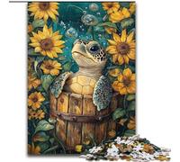 Puzzles pour Adultes 1000 pièces Tortue Tournesol, pour Les 14 Ans et Plus pour Un Jeu éducatif, Un défi, Un Cadeau d'anniversaire (Taille 26x38cm)