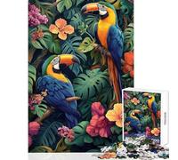 Puzzles pour Adultes 1000 pièces Toucans tropicaux Jeux relaxants Course de Vitesse Manuelle Décoration intérieure Jouets Difficile et Stimulant (50x75cm)
