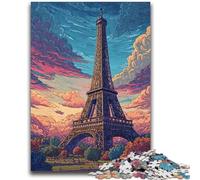 Puzzles pour Adultes 1000 pièces Tour Eiffel Art Jouets Jeux éducatifs Soulagement du Stress Décoration d'intérieur Unique et Cadeaux 50x75cm