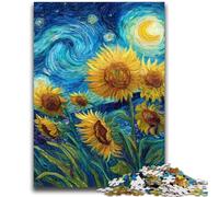 Puzzles pour Adultes 1000 pièces Tournesol Ciel Nocturne Jouets Jeux éducatifs Soulagement du Stress Convient pour la décoration de Bureau 50x75cm