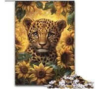 Puzzles pour Adultes 1000 pièces Tournesol Léopard, pour Jeu éducatif, défi, Jouet, améliorer la mémoire, pour Les 14 Ans (Taille 50x75cm)
