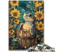 Puzzles pour Adultes 1000 pièces Tournesol Tortue Amusement en Famille Idéal comme Cadeau pour Toute la Famille à partir de 14 Ans 50x75cm