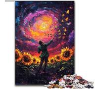 Puzzles pour Adultes 1000 pièces Tournesol Violon en Carton, décoration Artistique DIY Parfaite ou Cadeau d'anniversaire Taille 38x26CM pour Jeu interactif en Famille