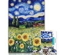 Puzzles pour Adultes 1000 pièces Tournesols du Ciel Nocturne, Jouets éducatifs et éducatifs, Jeux de Famille, Cadeaux pour Amis et Famille (Taille 38x26cm)