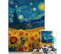 Puzzles pour Adultes 1000 pièces Tournesols du Ciel Nocturne pour Adolescents, Jouets éducatifs, Jeux Anti-Stress, Cadeaux d'anniversaire Uniques (Taille 75x50cm)