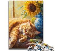 Puzzles pour Adultes 1000 pièces Tournesols et Chats Difficile à compléter mais Amusant et Humoristique Anniversaire et Cadeaux Uniques 26x38cm