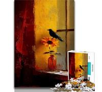 Puzzles pour Adultes 1000 pièces Tournesols et Corbeaux, Aide Le Cerveau à exercer des Jouets addictifs pour cultiver la Patience Décoration Parfaite (75x50cm)