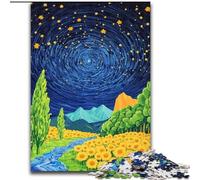 Puzzles pour Adultes 1000 pièces Tournesols sous Le Ciel Nocturne, Jouets éducatifs, Jeux Anti-Stress, décoration d'intérieur Unique et Cadeaux (Taille 26x38cm)