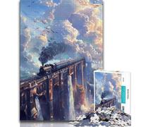 Puzzles pour Adultes 1000 pièces Train à Vapeur sur Le Pont Puzzle Adulte, défi Difficile Offrez des Cadeaux à Toute la Famille (Taille 75x50cm)