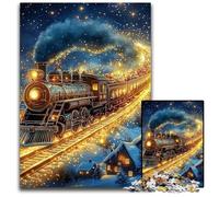 Puzzles pour Adultes 1000 pièces Train doré pour 14 Ans et Plus, défi éducatif, activités Amusantes à la Maison, Cadeaux d'anniversaire, Cadeaux de Voyage 26x38cm