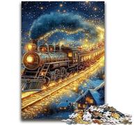 Puzzles pour Adultes 1000 pièces Train doré pour Les 14 Ans et Plus Jeux Amusants Activités Amusantes à la Maison, Cadeaux d'anniversaire, Cadeaux de Voyage 50x75cm