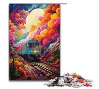 Puzzles pour Adultes 1000 pièces Train psychédélique coloré Cadeau d'anniversaire pour Adolescents de 14 Ans et Plus 1000 pièces (38 x 26 cm)