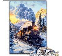 Puzzles pour Adultes 1000 pièces Train Roulant sur la Neige, Casse-tête pour décoration Murale, Cadeaux d'anniversaire et de Noël Uniques pour Les 14 Ans (Taille 26x38cm)