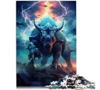 Puzzles pour Adultes 1000 pièces Triceratops entouré par la tempête Puzzle d'activités familiales 10,27 po x 14,96 po Soulagement du Stress Séjour Tuer Le Temps