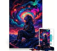 Puzzles pour Adultes 1000 pièces Tripping Neon Space Girl Jeu de réflexion à Ajustement précis Cadeau pour Un Moment de Calme et de Divertissement Cadeau Artistique de Noël (38x26cm)