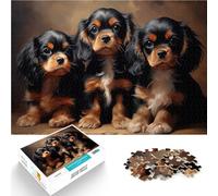 Puzzles pour Adultes 1000 pièces Trois Cavalier King Charles Spaniels Impossible avec des pièces de Formes aléatoires entièrement imbriquées 75x50cm